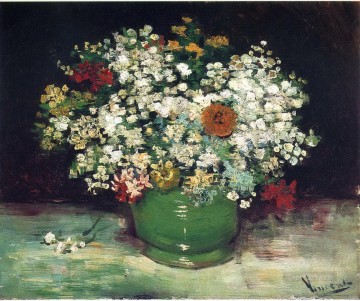 Jarrón con zinnias y otras flores Vincent van Gogh Pinturas al óleo